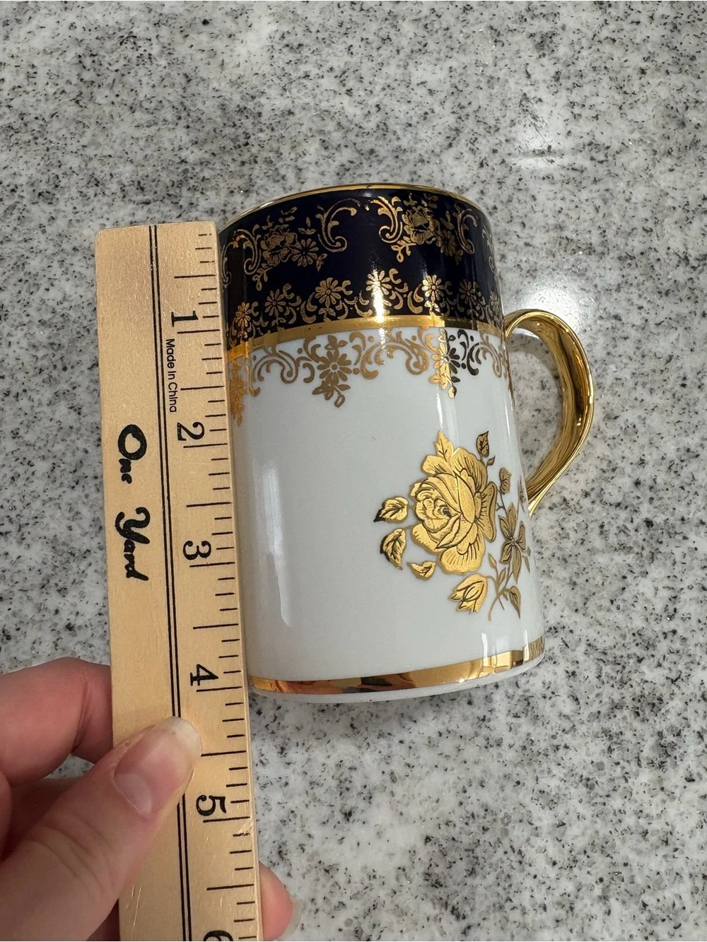 Haas & Czjzek Original Cobalt blue gold ornate Porcelain mugs lot of 5 vintage